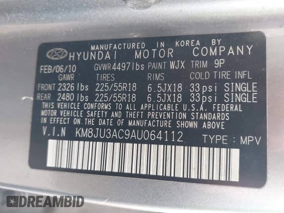 2010 Hyundai Tucson Limited z VIN KM8JU3AC9AU064112, wystawiony jako IAAI lot #43556046 z przebiegiem 191 038 mil mil oraz . Historia ofert i sprzedaży dostępna na DreamBid. Obrazek 9.