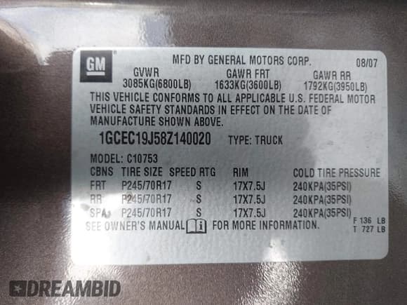 ✅ 2008 Chevrolet Silverado 1500 1LT • VIN: 1GCEC19J58Z140020 • Lot: 43480851. Listed on IAAI with 194,047 mi. Free auction sales archive from the USA and detailed vehicle history report at DreamBid. Image 9.