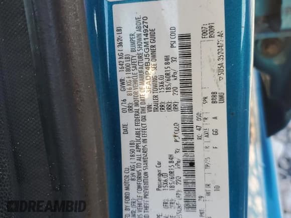 ✅ 2016 Ford Fiesta SE • VIN: 3FADP4BJ5GM149270 • Lot: 86505775. Listed on Copart with 142,612 mi. Free auction sales archive from the USA and detailed vehicle history report at DreamBid. Image 13.