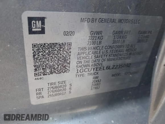 ✅ 2020 Chevrolet Silverado 1500 RST • VIN: 1GCUYEEL6LZ235092 • Lot: 40941939. Wystawiony na IAAI z przebiegiem 83 623 mil. Bezpłatny archiwum sprzedaży aukcyjnych z USA i szczegółowy raport historii pojazdu na DreamBid. Zdjęcie 9.