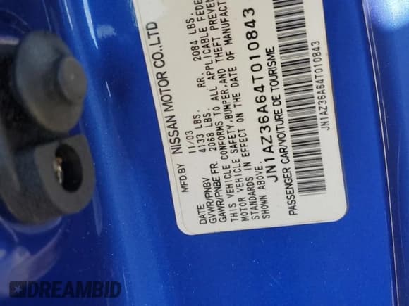 ✅ 2004 Nissan 350Z Touring • VIN: JN1AZ36A64T010843 • Lot: 76689274. Wystawiony na Copart z przebiegiem 67 837 mil. Bezpłatny archiwum sprzedaży aukcyjnych z USA i szczegółowy raport historii pojazdu na DreamBid. Zdjęcie 12.