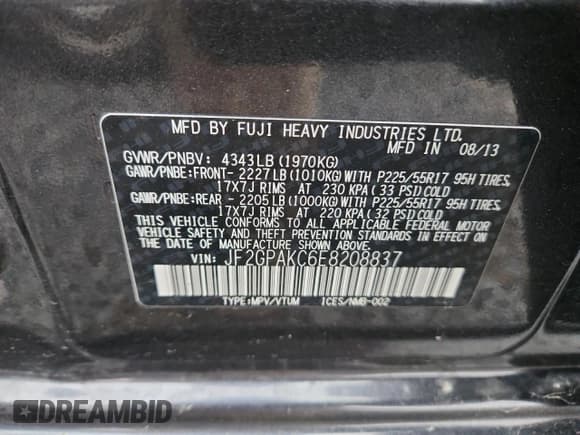 ✅ 2014 Subaru Crosstrek Limited • VIN: JF2GPAKC6E8208837 • Lot: 93258815. Listed on Copart with 152,402 mi. Free auction sales archive from the USA and detailed vehicle history report at DreamBid. Image 13.