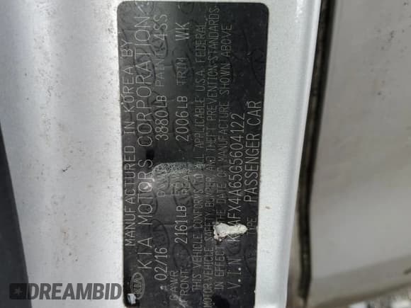 ✅ 2016 Kia Forte LX • VIN: KNAFX4A65G5604122 • Lot: 91280015. Listed on Copart with 88,607 mi. Free auction sales archive from the USA and detailed vehicle history report at DreamBid. Image 13.