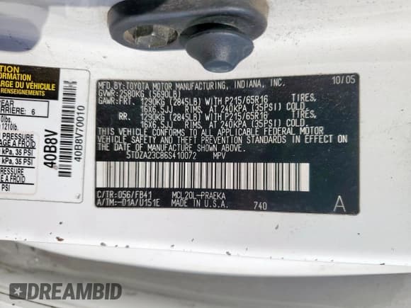 ✅ 2006 Toyota Sienna LE • VIN: 5TDZA23C86S410072 • Lot: 91018735. Listed on Copart with 165,134 mi. Free auction sales archive from the USA and detailed vehicle history report at DreamBid. Image 13.