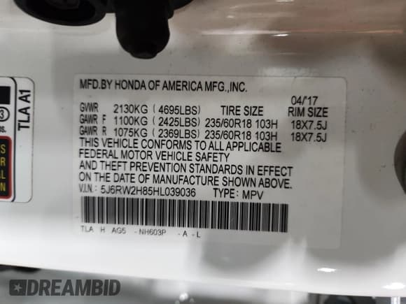 ✅ 2017 Honda CR-V EX-L • VIN: 5J6RW2H85HL039036 • Лот: 93505465. Опубликован ранее на Copart с пробегом 72 795 миль. Бесплатный доступ к архиву аукционных продаж из США и подробный отчёт об истории автомобиля на DreamBid. Изображение 13.