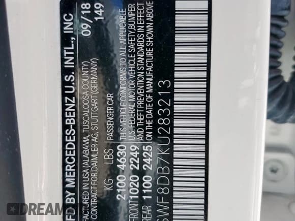 ✅ 2019 Mercedes-Benz C 300 • VIN: 55SWF8DB7KU283213 • Lot: 57432015. Wystawiony na Copart z przebiegiem 83 667 mil. Bezpłatny archiwum sprzedaży aukcyjnych z USA i szczegółowy raport historii pojazdu na DreamBid. Zdjęcie 12.