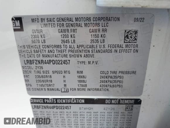 ✅ 2023 Buick Envision Essence • VIN: LRBFZNR44PD022457 • Lot: 43162207. Listed on IAAI with 39,782 mi. Free auction sales archive from the USA and detailed vehicle history report at DreamBid. Image 9.