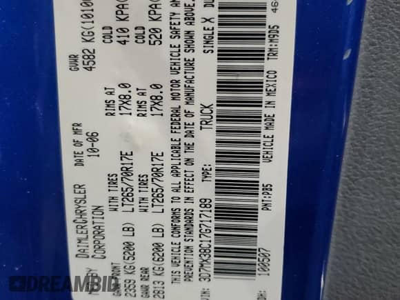 2007 Dodge 3500 Laramie z VIN 3D7MX38C17G717189, wystawiony jako Copart lot #81635814 z przebiegiem 243 911 mil mil oraz Szkoda całkowita • Salvage title. Historia ofert i sprzedaży dostępna na DreamBid. Obrazek 10.