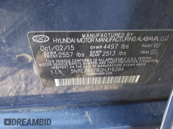 ✅ 2016 Hyundai Sonata SE • VIN: 5NPE24AF8GH316284 • Лот: 43678053. Опубликован ранее на IAAI с пробегом Не указан. Бесплатный доступ к архиву аукционных продаж из США и подробный отчёт об истории автомобиля на DreamBid. Изображение 9.