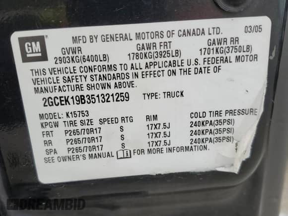 2005 Chevrolet Silverado 1500 Z71 z VIN 2GCEK19B351321259, wystawiony jako Copart lot #72497374 z przebiegiem 242 688 mil mil oraz Szkoda całkowita • Salvage title. Historia ofert i sprzedaży dostępna na DreamBid. Obrazek 12.