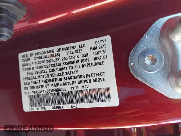 ✅ 2021 Honda CR-V EX-L • VIN: 7FARW1H86ME004068 • Lot: 43473810. Wystawiony na IAAI z przebiegiem 39 186 mil. Bezpłatny archiwum sprzedaży aukcyjnych z USA i szczegółowy raport historii pojazdu na DreamBid. Zdjęcie 9.