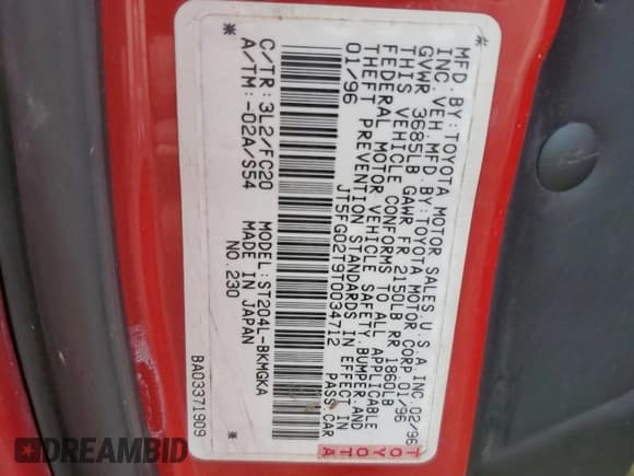 ✅ 1996 Toyota Celica GT • VIN: JT5FG02T9T0034712 • Lot: 74335604. Wystawiony na Copart z przebiegiem 171 657 mil. Bezpłatny archiwum sprzedaży aukcyjnych z USA i szczegółowy raport historii pojazdu na DreamBid. Zdjęcie 13.