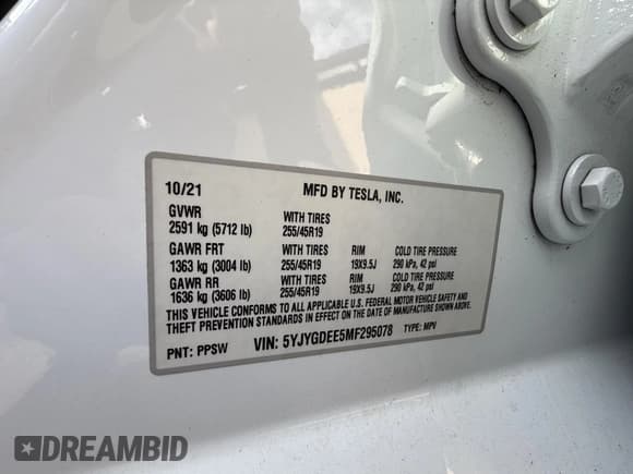 ✅ 2021 Tesla Model Y Long Range • VIN: 5YJYGDEE5MF295078 • Лот: 43788767. Опубликован ранее на IAAI с пробегом 122 839 миль. Бесплатный доступ к архиву аукционных продаж из США и подробный отчёт об истории автомобиля на DreamBid. Изображение 8.