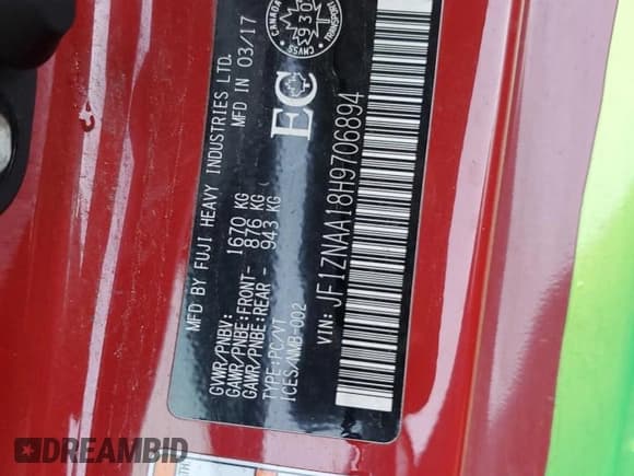 ✅ 2017 Toyota 86 • VIN: JF1ZNAA18H9706894 • Lot: 86481135. Wystawiony na Copart z przebiegiem 146 812 mil. Bezpłatny archiwum sprzedaży aukcyjnych z USA i szczegółowy raport historii pojazdu na DreamBid. Zdjęcie 13.