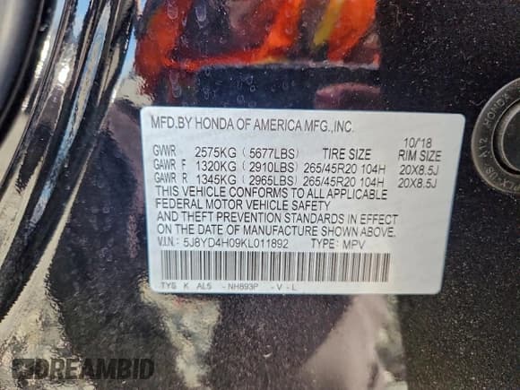 ✅ 2019 Acura MDX Technology • VIN: 5J8YD4H09KL011892 • Lot: 93867395. Listed on Copart with 111,424 mi. Free auction sales archive from the USA and detailed vehicle history report at DreamBid. Image 13.