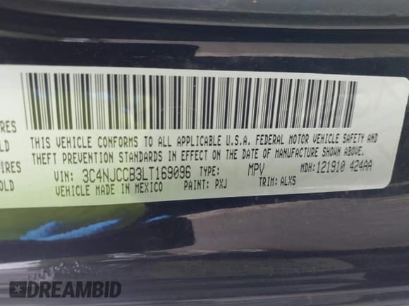 ✅ 2020 Jeep Compass Limited • VIN: 3C4NJCCB3LT169096 • Lot: 42611871. Listed on IAAI with 82,801 mi. Free auction sales archive from the USA and detailed vehicle history report at DreamBid. Image 9.