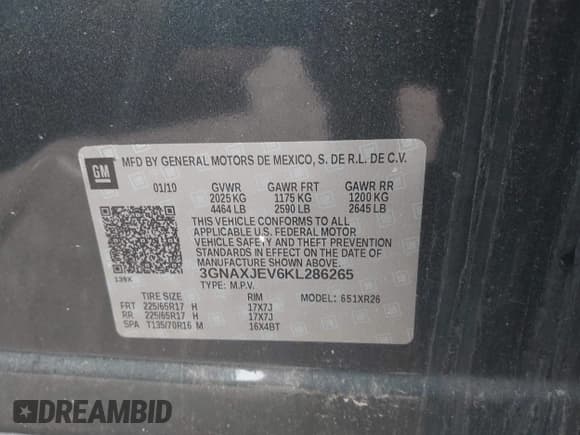 ✅ 2019 Chevrolet Equinox LT • VIN: 3GNAXJEV6KL286265 • Лот: 42690229. Опубликован ранее на IAAI с пробегом 83 944 миль. Бесплатный доступ к архиву аукционных продаж из США и подробный отчёт об истории автомобиля на DreamBid. Изображение 9.