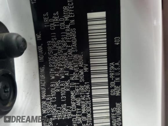 ✅ 2014 Toyota Sienna SE • VIN: 5TDXK3DC2ES442961 • Lot: 70143165. Listed on Copart with 204,488 mi. Free auction sales archive from the USA and detailed vehicle history report at DreamBid. Image 14.