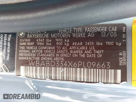 2006 BMW 3 Series 325Ci с VIN WBABD334X6PL09663, выставлен на аукционе IAAI как лот 42343265 с пробегом 159 882 миль миль и . История ставок и продаж доступна на DreamBid. Изображение 9.