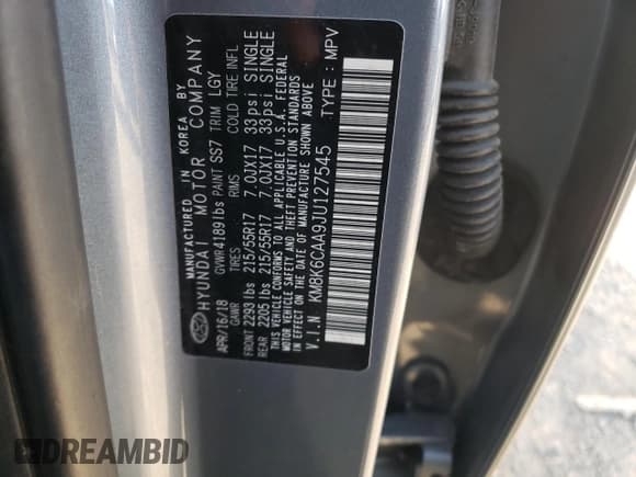 ✅ 2018 Hyundai Kona SEL • VIN: KM8K6CAA9JU127545 • Лот: 48234553. Опубликован ранее на Copart с пробегом 43 537 миль. Бесплатный доступ к архиву аукционных продаж из США и подробный отчёт об истории автомобиля на DreamBid. Изображение 15.