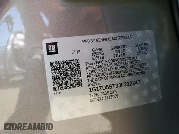 ✅ 2018 Chevrolet Malibu LT • VIN: 1G1ZD5ST3JF222247 • Lot: 81272585. Listed on Copart with 73,734 mi. Free auction sales archive from the USA and detailed vehicle history report at DreamBid. Image 12.