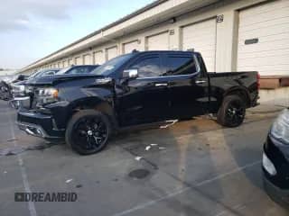 2019 Chevrolet Silverado 1500 High Country with VIN 1GCUYHED1KZ179894, listed as a Copart auction lot 80780385 with 147,371 mi miles and Salvage title. Bid and sale history available at DreamBid. Image 1.