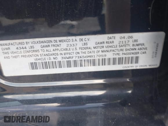 ✅ 2006 Volkswagen Jetta 2.5L • VIN: 3VWRF71K56M817059 • Лот: 42975497. Опубликован ранее на IAAI с пробегом 134 629 миль. Бесплатный доступ к архиву аукционных продаж из США и подробный отчёт об истории автомобиля на DreamBid. Изображение 9.