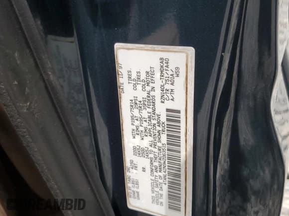 ✅ 1998 Toyota Tacoma • VIN: 4TANL42N9WZ063515 • Lot: 59916785. Wystawiony na Copart z przebiegiem 93 654 mil. Bezpłatny archiwum sprzedaży aukcyjnych z USA i szczegółowy raport historii pojazdu na DreamBid. Zdjęcie 12.