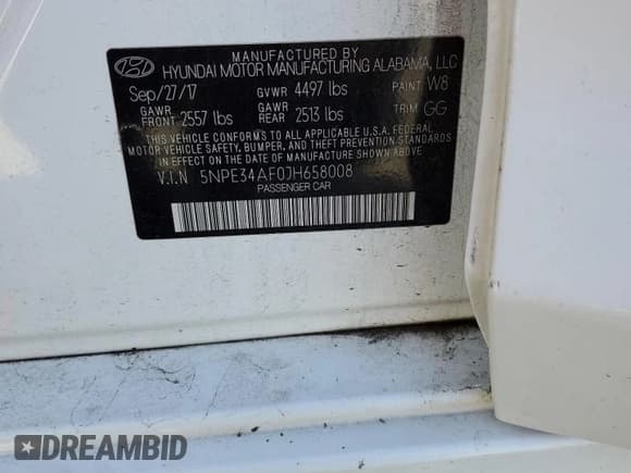 ✅ 2018 Hyundai Sonata Limited • VIN: 5NPE34AF0JH658008 • Lot: 61157922. Listed on Copart with 93,695 mi. Free auction sales archive from the USA and detailed vehicle history report at DreamBid. Image 10.