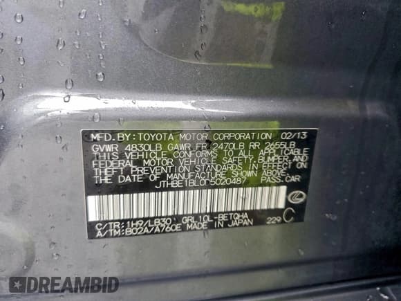 ✅ 2013 Lexus GS 350 • VIN: JTHBE1BL0D5020487 • Lot: 95140565. Listed on Copart with 111,446 mi. Free auction sales archive from the USA and detailed vehicle history report at DreamBid. Image 13.