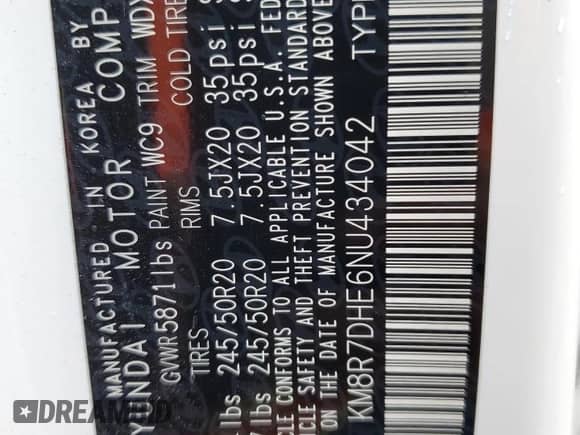 2022 Hyundai Palisade Calligraphy с VIN KM8R7DHE6NU434042, выставлен на аукционе Copart как лот 63786814 с пробегом 46 052 миль миль и Списание • Salvage title. История ставок и продаж доступна на DreamBid. Изображение 14.