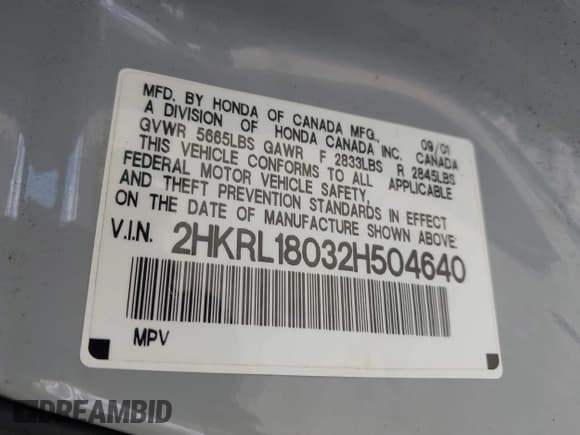 ✅ 2002 Honda Odyssey EX-L • VIN: 2HKRL18032H504640 • Lot: 42647259. Listed on IAAI with Not provided. Free auction sales archive from the USA and detailed vehicle history report at DreamBid. Image 9.