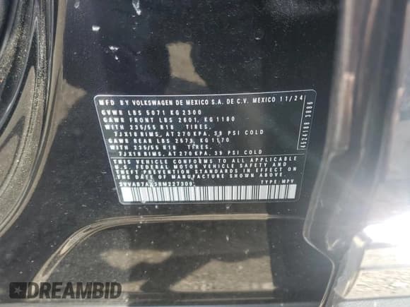 ✅ 2024 Volkswagen Tiguan Wolfsburg Edition • VIN: 3VVAB7AX3RM227309 • Lot: 62871565. Wystawiony na Copart z przebiegiem Nie podano. Bezpłatny archiwum sprzedaży aukcyjnych z USA i szczegółowy raport historii pojazdu na DreamBid. Zdjęcie 13.