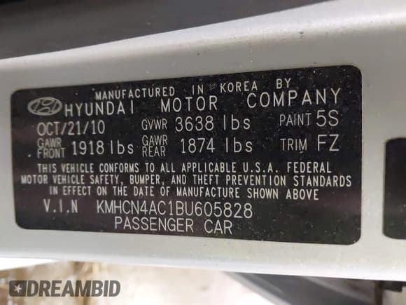 ✅ 2011 Hyundai Accent GLS • VIN: KMHCN4AC1BU605828 • Лот: 42129829. Опубликован ранее на IAAI с пробегом 154 224 миль. Бесплатный доступ к архиву аукционных продаж из США и подробный отчёт об истории автомобиля на DreamBid. Изображение 9.