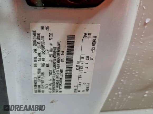 ✅ 2019 Ford F-350 XL • VIN: 1FT8W3BT6KED25641 • Лот: 94131175. Опубликован ранее на Copart с пробегом 354 608 миль. Бесплатный доступ к архиву аукционных продаж из США и подробный отчёт об истории автомобиля на DreamBid. Изображение 12.