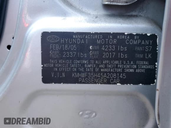 ✅ 2005 Hyundai Sonata GLS • VIN: KMHWF35H45A208145 • Лот: 88478855. Опубликован ранее на Copart с пробегом 174 503 миль. Бесплатный доступ к архиву аукционных продаж из США и подробный отчёт об истории автомобиля на DreamBid. Изображение 12.