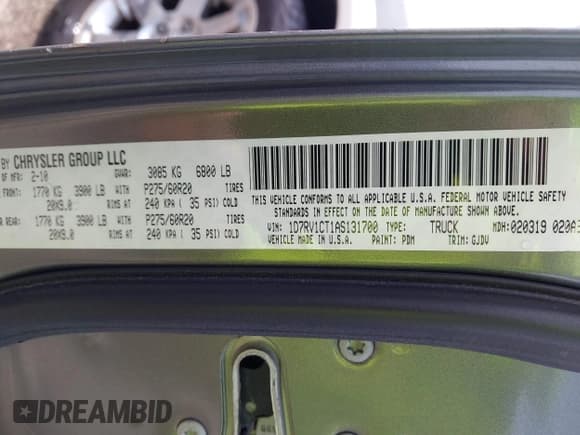 ✅ 2010 Dodge 1500 Sport • VIN: 1D7RV1CT1AS131700 • Lot: 42396267. Wystawiony na IAAI z przebiegiem 207 969 mil. Bezpłatny archiwum sprzedaży aukcyjnych z USA i szczegółowy raport historii pojazdu na DreamBid. Zdjęcie 9.