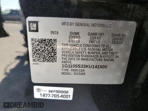 ✅ 2019 Chevrolet Impala Premier • VIN: 1G1105S33KU141500 • Лот: 73532504. Опубликован ранее на Copart с пробегом 115 801 миль. Бесплатный доступ к архиву аукционных продаж из США и подробный отчёт об истории автомобиля на DreamBid. Изображение 12.