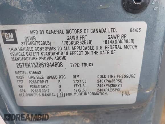 2006 GMC Sierra 1500 SLE1 с VIN 2GTEK13Z861344608, выставлен на аукционе IAAI как лот 41799997 с пробегом Не указан миль и . История ставок и продаж доступна на DreamBid. Изображение 9.