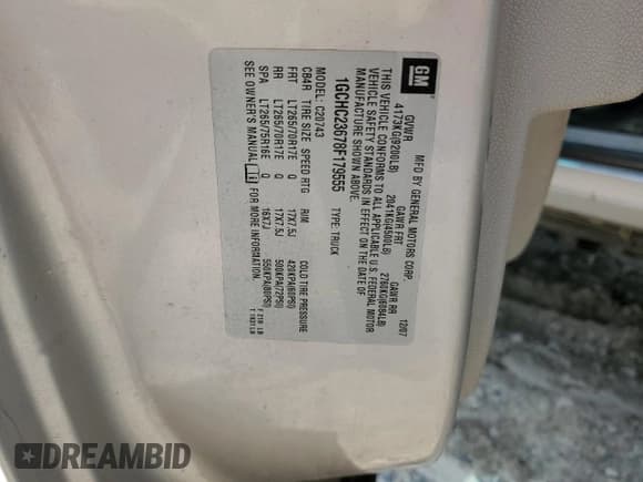 ✅ 2008 Chevrolet Silverado 2500HD 1LT • VIN: 1GCHC23678F179555 • Lot: 59109625. Wystawiony na Copart z przebiegiem 153 341 mil. Bezpłatny archiwum sprzedaży aukcyjnych z USA i szczegółowy raport historii pojazdu na DreamBid. Zdjęcie 12.