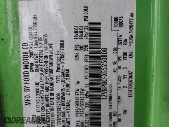 ✅ 2014 Ford Mustang GT • VIN: 1ZVBP8CFXE5250808 • Lot: 90035995. Listed on Copart with 125,365 mi. Free auction sales archive from the USA and detailed vehicle history report at DreamBid. Image 12.