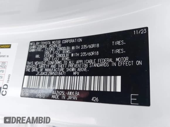 ✅ 2024 Lexus NX 350h Premium • VIN: JTJGKCEZ8R5018471 • Lot: 41449364. Listed on IAAI with 6,516 mi. Free auction sales archive from the USA and detailed vehicle history report at DreamBid. Image 9.