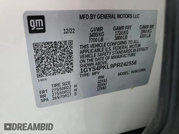 ✅ 2023 Cadillac Escalade ESV 4WD Sport • VIN: 1GYS4PKL9PR242556 • Лот: 62092165. Опубликован ранее на Copart с пробегом 12 896 миль. Бесплатный доступ к архиву аукционных продаж из США и подробный отчёт об истории автомобиля на DreamBid. Изображение 14.