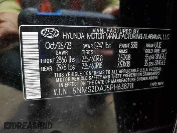 2023 Hyundai Santa Fe SEL z VIN 5NMS2DAJ5PH638711, wystawiony jako Copart lot #68196515 z przebiegiem 21 292 mil mil oraz Szkoda całkowita • Salvage title. Historia ofert i sprzedaży dostępna na DreamBid. Obrazek 13.