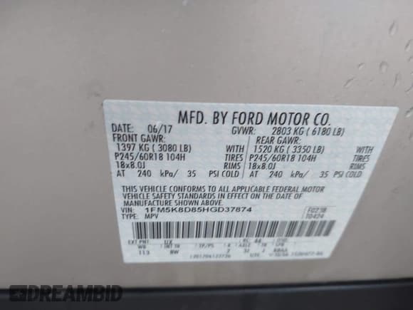 ✅ 2017 Ford Explorer XLT • VIN: 1FM5K8D85HGD37874 • Lot: 43671415. Wystawiony na IAAI z przebiegiem 110 797 mil. Bezpłatny archiwum sprzedaży aukcyjnych z USA i szczegółowy raport historii pojazdu na DreamBid. Zdjęcie 9.