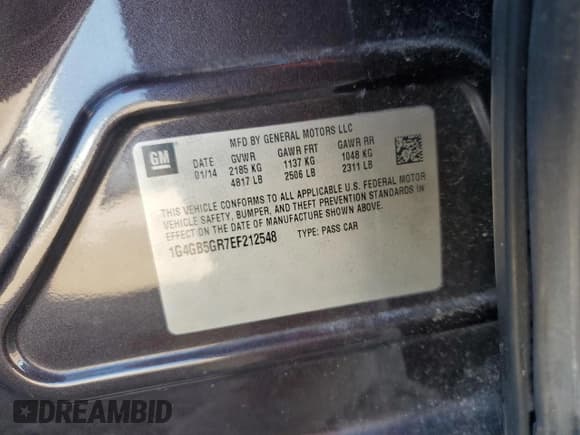 ✅ 2014 Buick LaCrosse Leather • VIN: 1G4GB5GR7EF212548 • Лот: 82503515. Опубликован ранее на Copart с пробегом 145 336 миль. Бесплатный доступ к архиву аукционных продаж из США и подробный отчёт об истории автомобиля на DreamBid. Изображение 12.