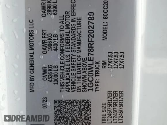 ✅ 2024 Chevrolet Silverado 2500HD Work Truck • VIN: 1GC0WLE78RF202780 • Лот: 82303954. Опубликован ранее на Copart с пробегом 6 580 миль. Бесплатный доступ к архиву аукционных продаж из США и подробный отчёт об истории автомобиля на DreamBid. Изображение 13.