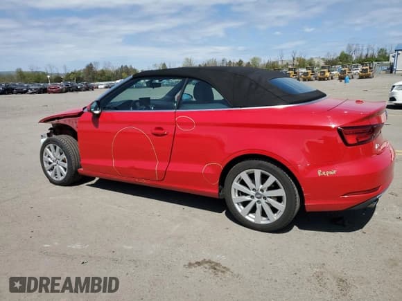 ✅ 2017 Audi A3 Cabriolet Premium • VIN: WAU78LFF4H1023109 • Lot: 51033924. Listed on Copart with 57,073 mi. Free auction sales archive from the USA and detailed vehicle history report at DreamBid. Image 2.
