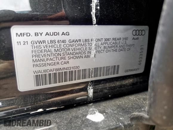✅ 2021 Audi A8 • VIN: WAU8DAF88MN031030 • Lot: 67609505. Wystawiony na Copart z przebiegiem 43 259 mil. Bezpłatny archiwum sprzedaży aukcyjnych z USA i szczegółowy raport historii pojazdu na DreamBid. Zdjęcie 13.
