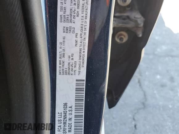 2022 Ram 1500 Limited с VIN 1C6SRFHM2NN451036, выставлен на аукционе Copart как лот 80840895 с пробегом 88 880 миль миль и Списание • Salvage title. История ставок и продаж доступна на DreamBid. Изображение 12.